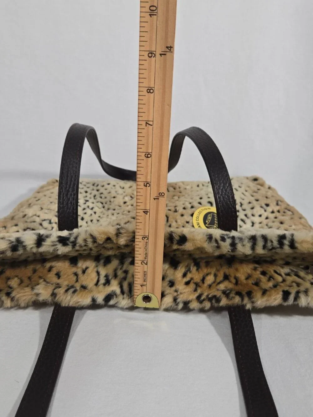 U.S.A Vintage Y2K Mob-Wife Animal Print Faux Fur Leather Strap TOTE BAG + 2 Pcs.